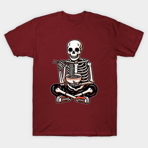 Skeleton Eat Ramen Noodle T-Shirt by fikriamrullah